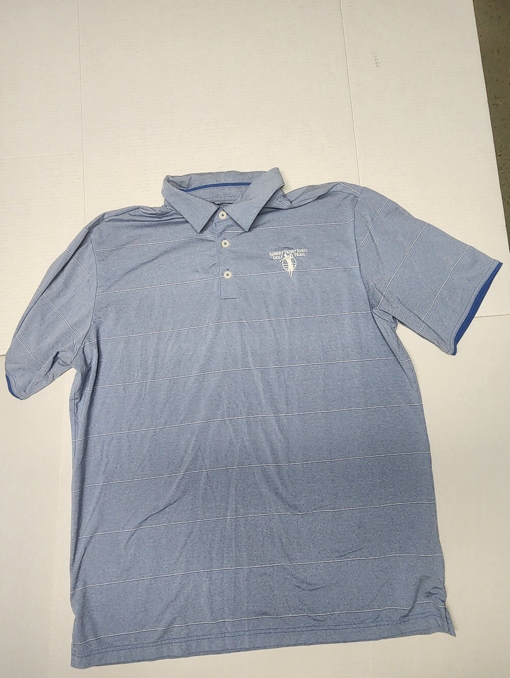 Adidas Golf Men's Size Large Blue Robert Trent Jones Golf Trail Striped Polo